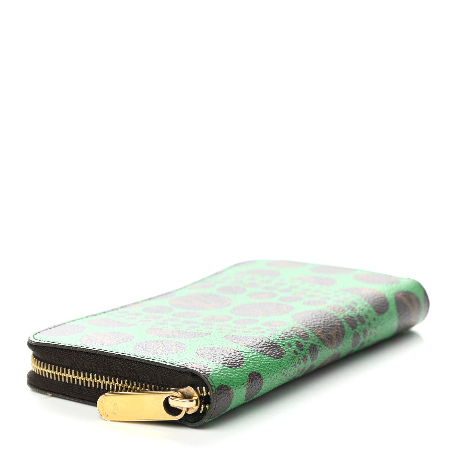 Louis Vuitton Monogram Kusama Pumpkin Dots Zippy Wallet Green 4 of 11