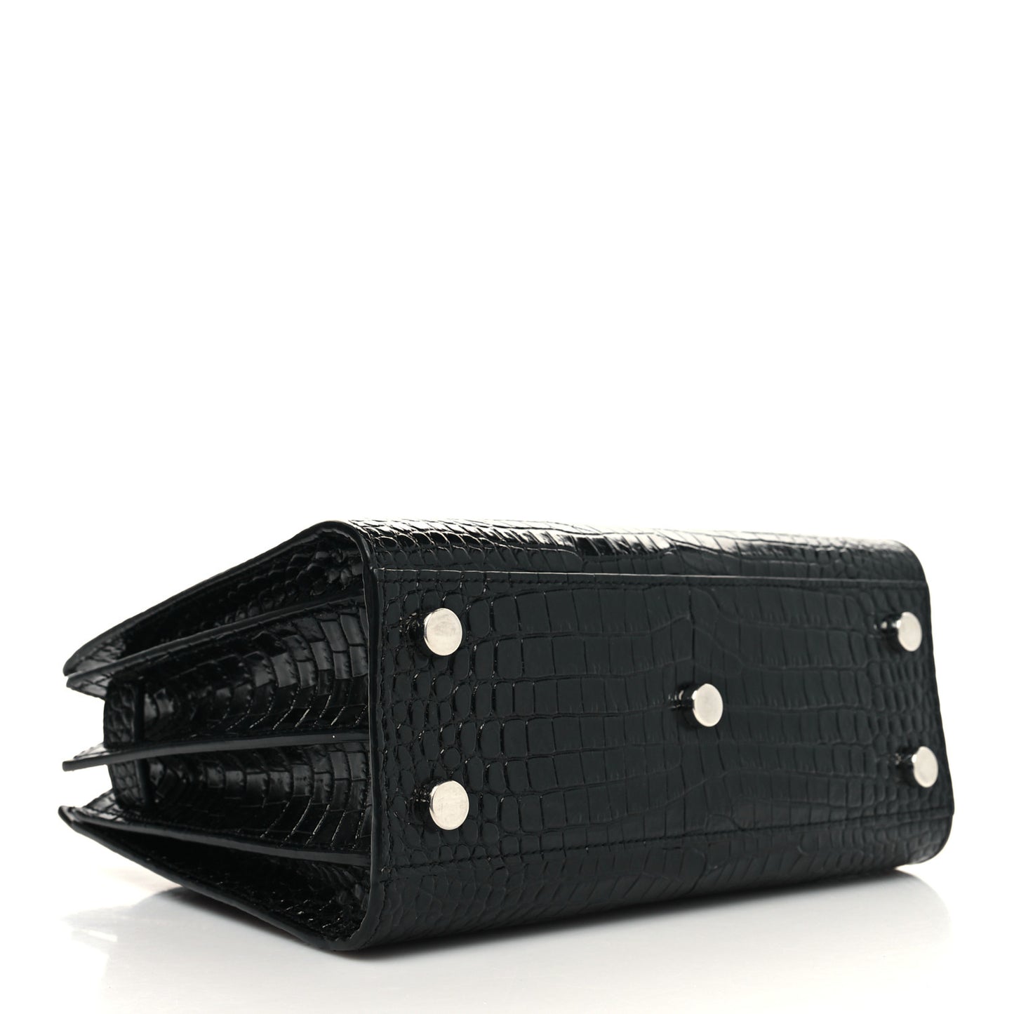 Calfskin Crocodile Embossed Nano Sac De Jour Black