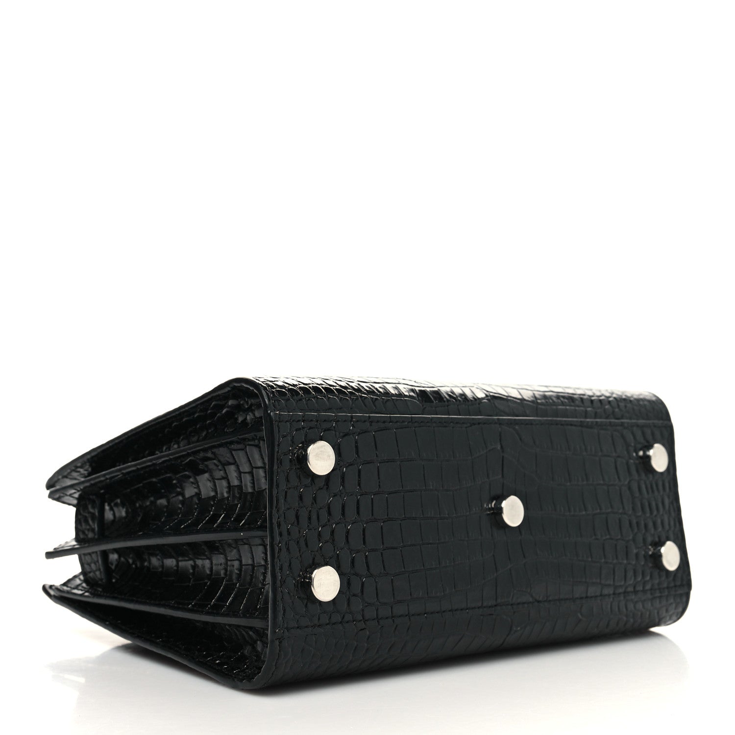 Saint Laurent Calfskin Crocodile Embossed Nano Sac De Jour Black 4 of 11