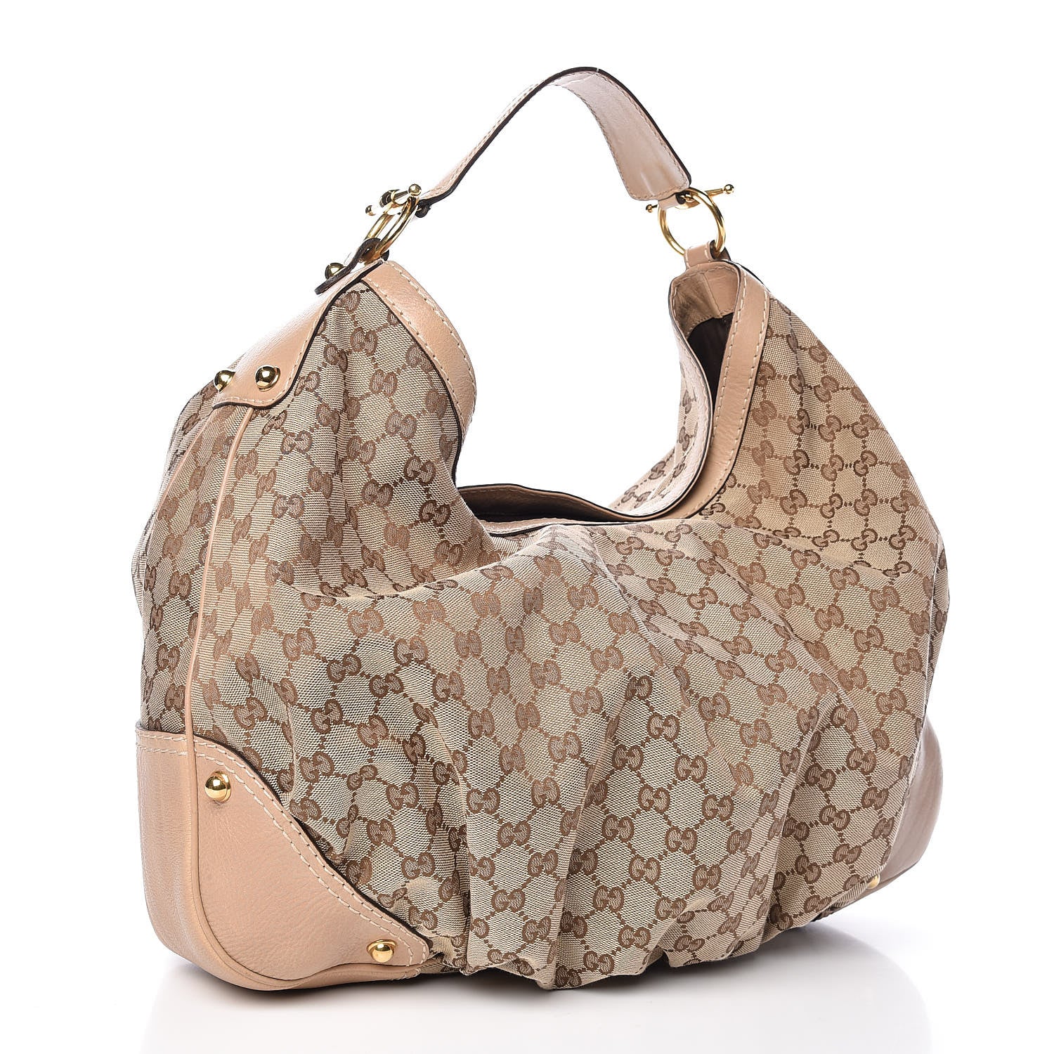 Gucci Monogram Large Jockey Hobo Beige 4 of 13