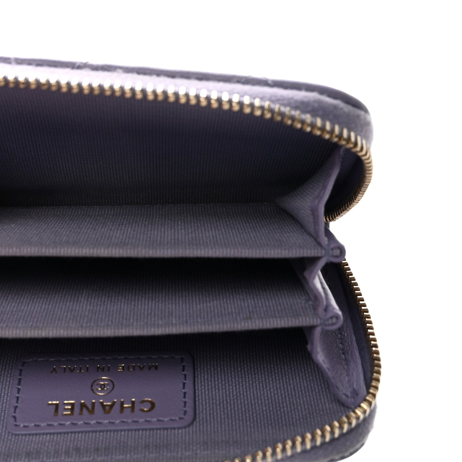 Chanel Lambskin Quilted Zip Around Coin Purse Wallet Purple 5 of 7