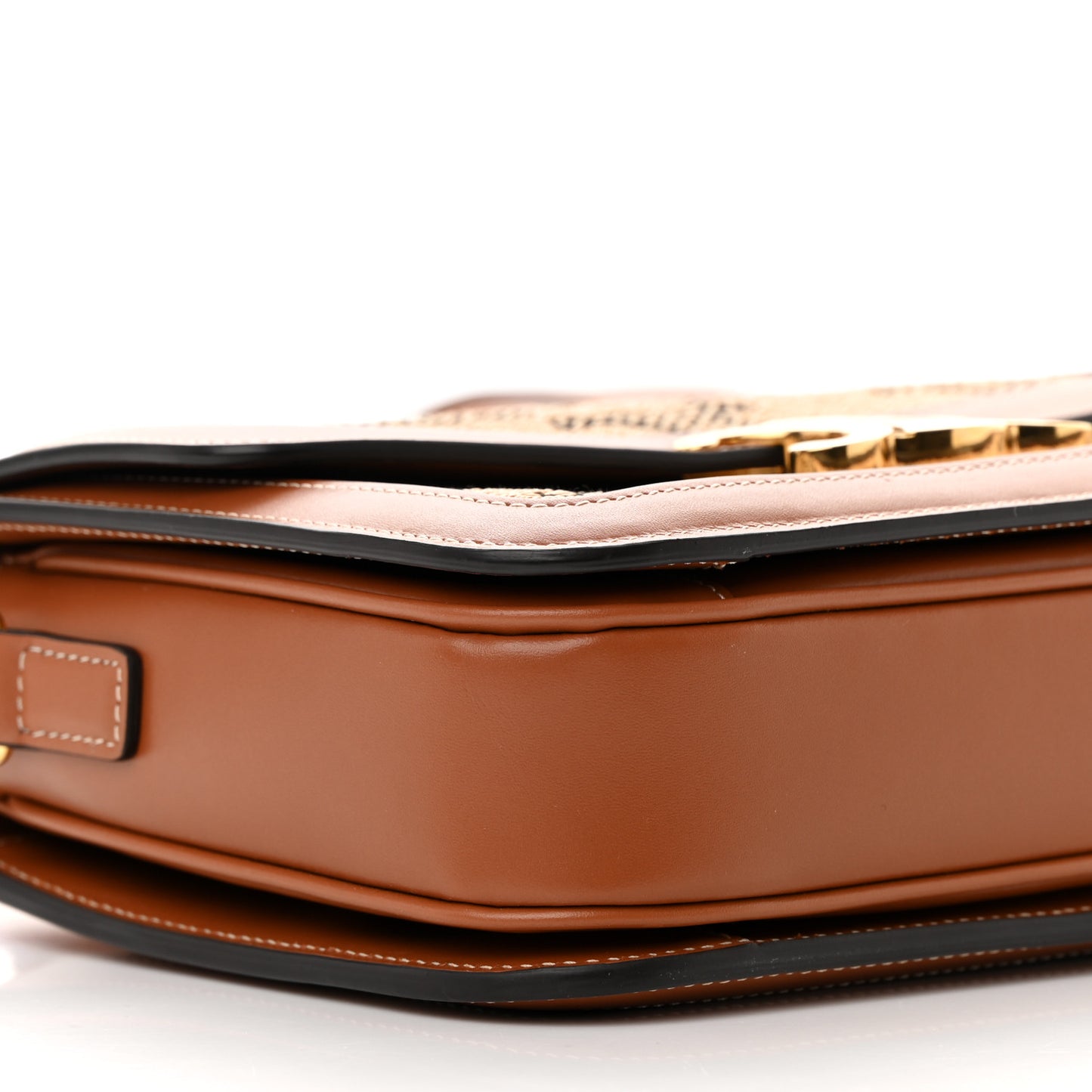 Canvas Calfskin Triomphe Embroidered Medium Triomphe Bag Tan
