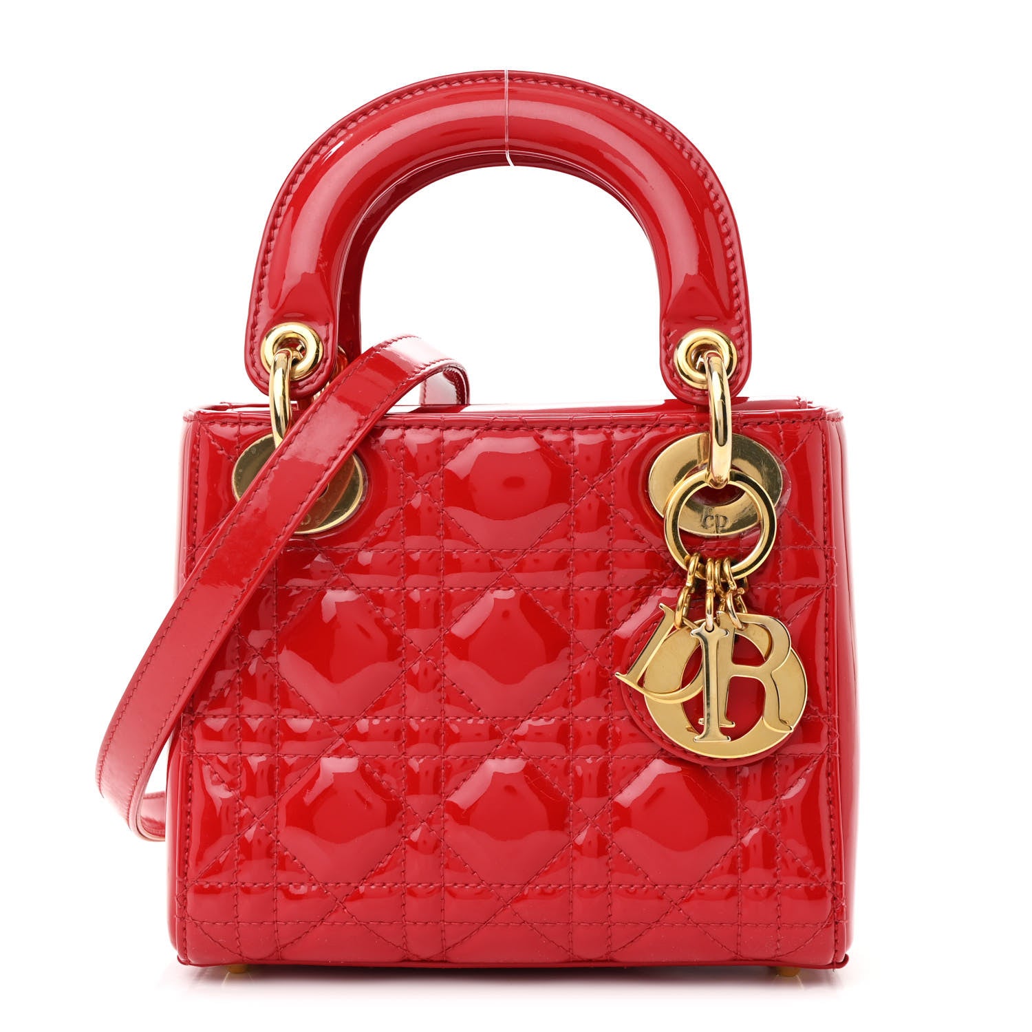 Christian Dior Patent Cannage Mini Lady Dior Red 1 of 10