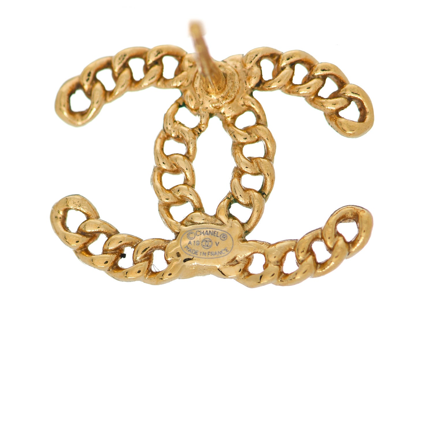 Chanel Metal Pearl CC Chain Link Earrings Light Gold 4 of 4
