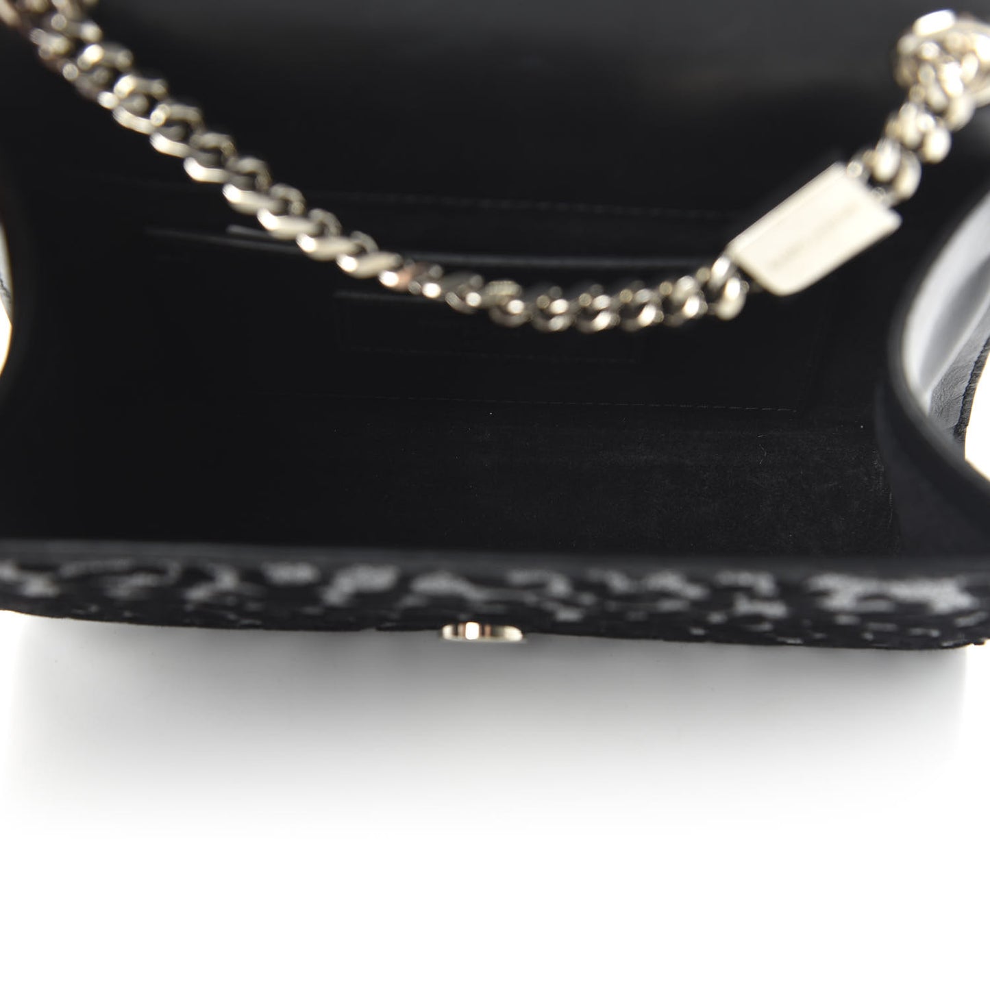 Glitter Leopard Small Monogram Kate Tassel Satchel Platine Black
