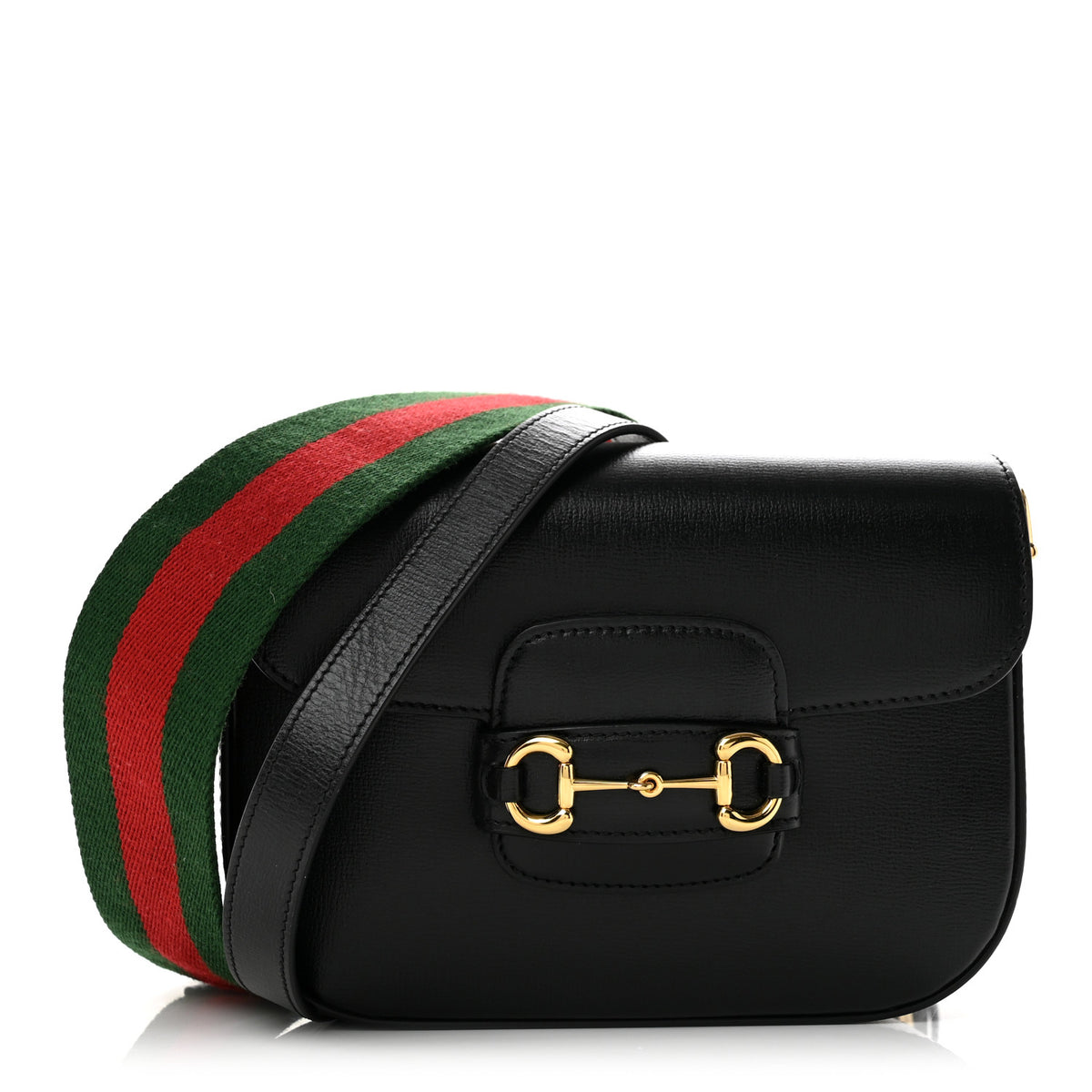Azalea Calfskin Web Mini Horsebit 1955 Shoulder Bag Black