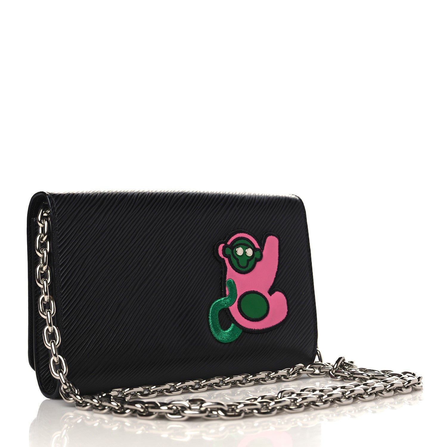 Louis Vuitton Epi LV Stories Twist Chain Wallet Black 3 of 9