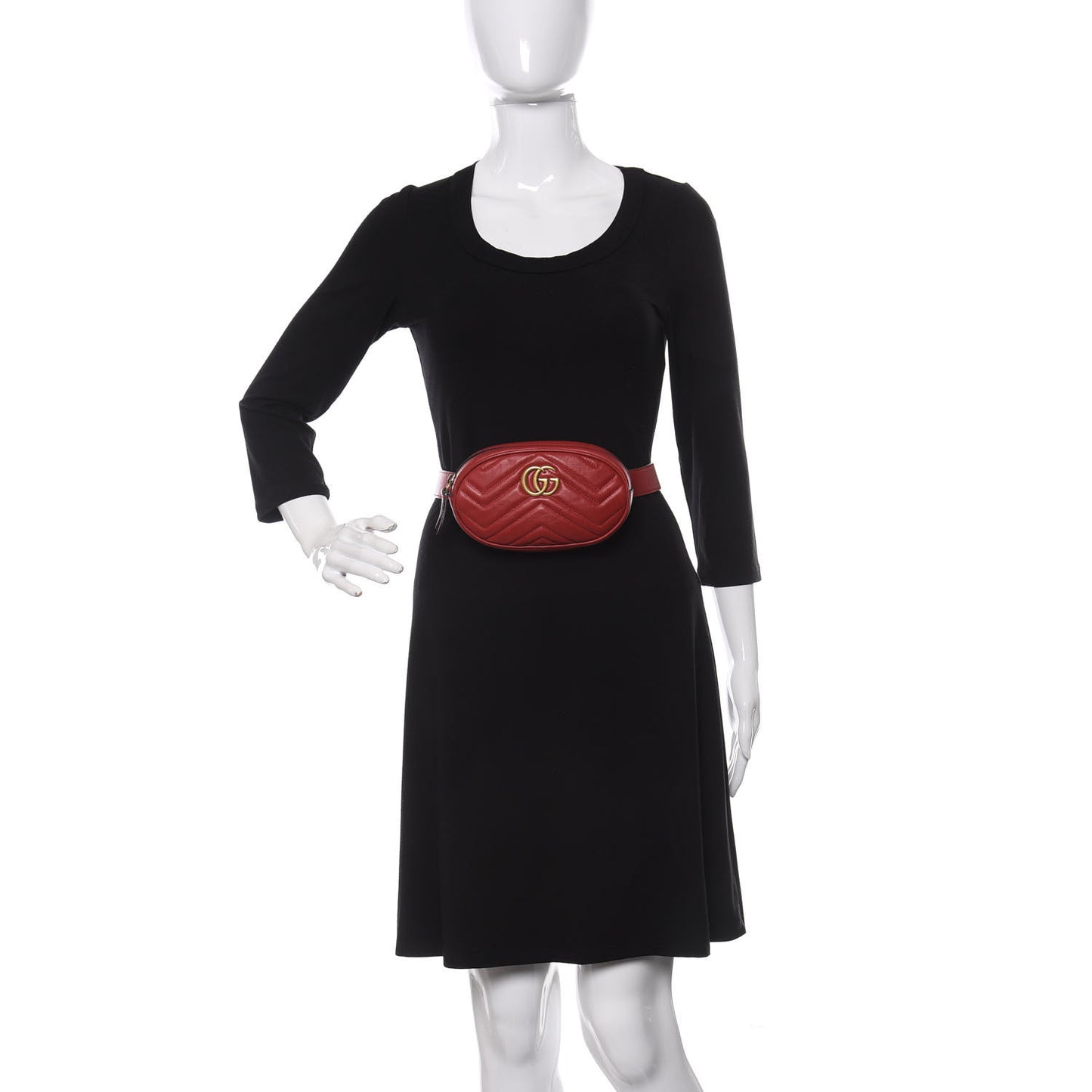 Calfskin Matelasse GG Marmont Belt Bag 85 34 Hibiscus Red