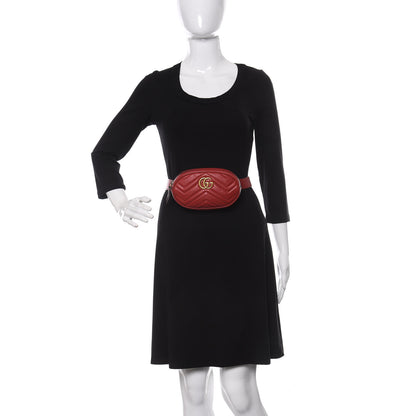 Gucci Calfskin Matelasse GG Marmont Belt Bag 85 34 Hibiscus Red 2 of 11