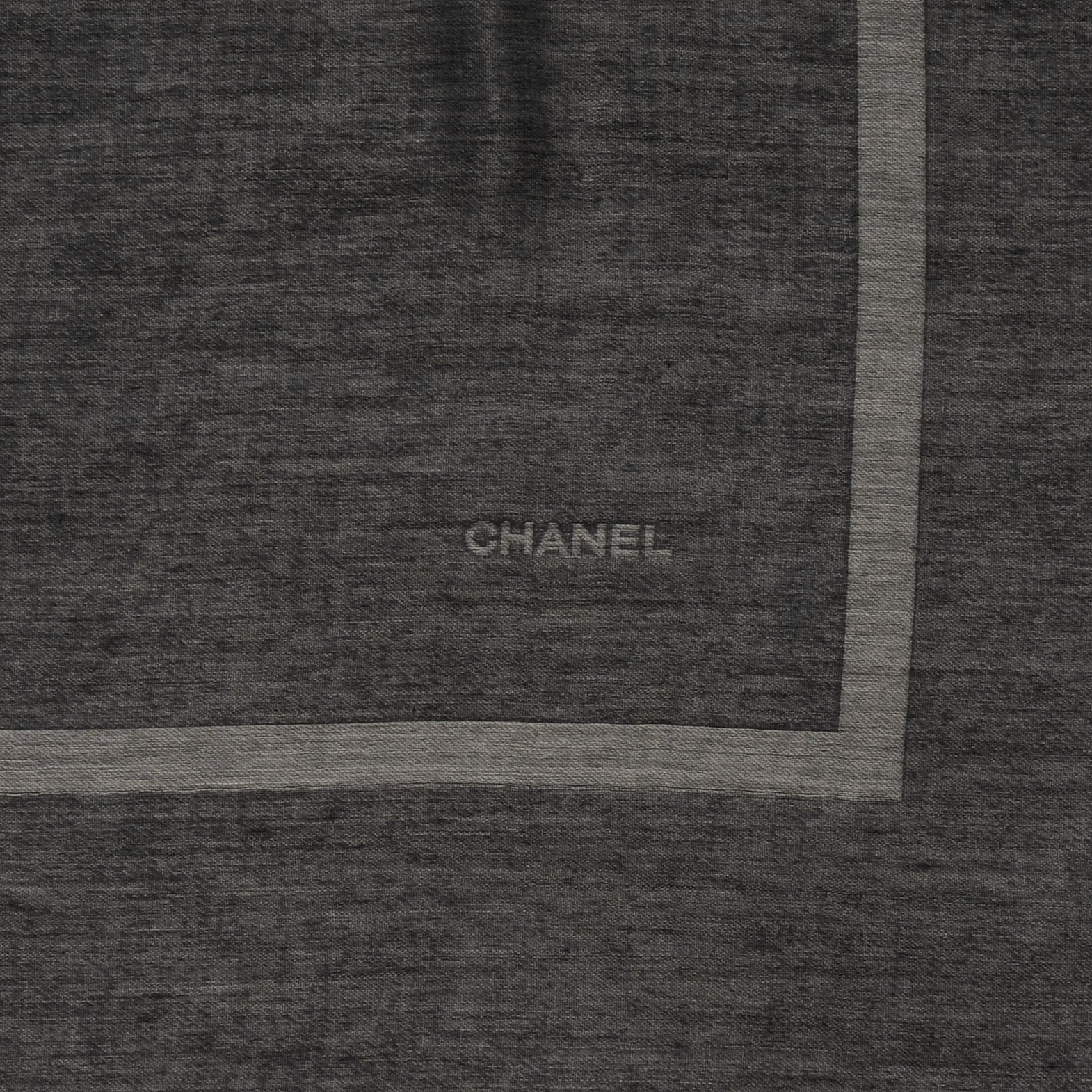 Chanel Cashmere Silk Spirograph Scarf Shawl Black White 3 of 5