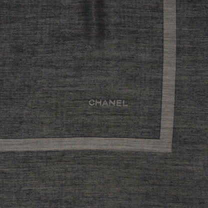 Chanel Cashmere Silk Spirograph Scarf Shawl Black White 3 of 5