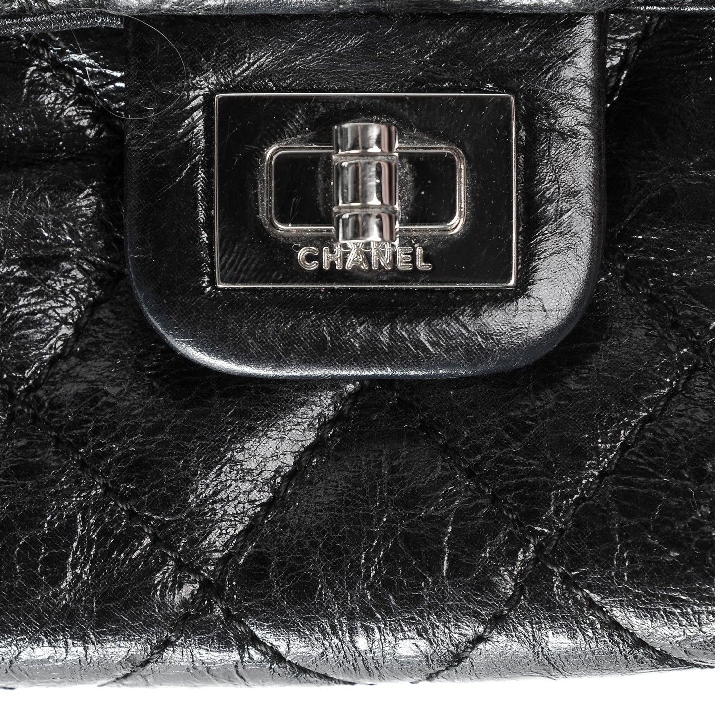 Glazed Calfskin Quilted 2.55 Reissue Flap Belt Bag Clutch Black
