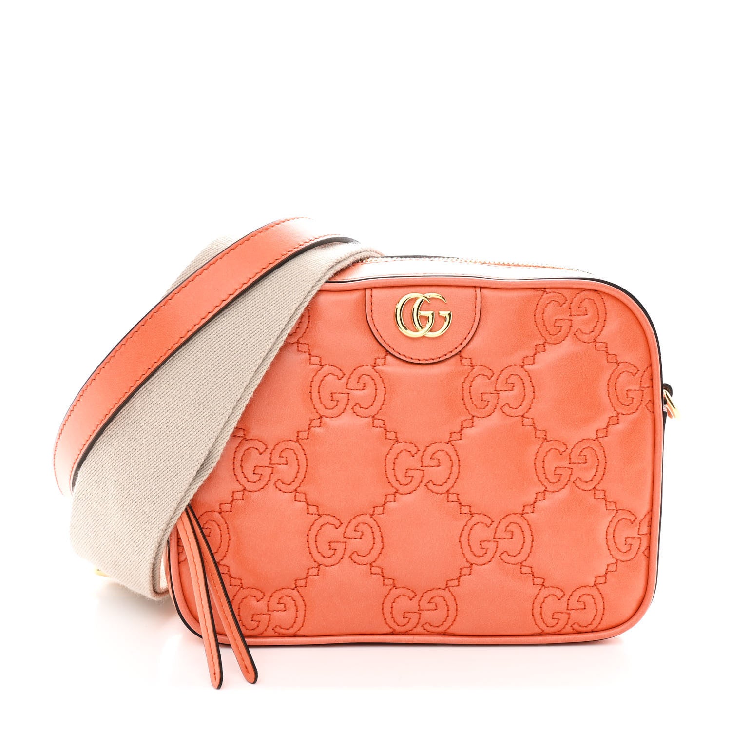 Gucci Calfskin GG Matelasse Shoulder Bag Spring Orange Natural 1 of 10
