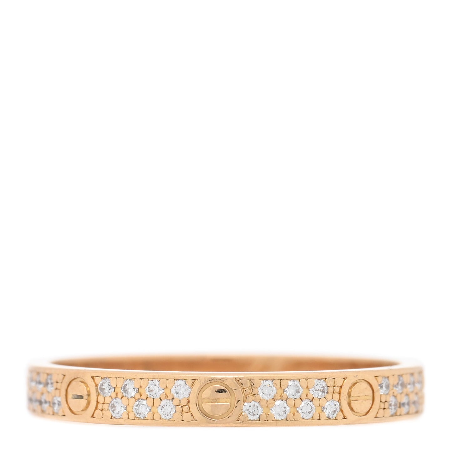 18K Yellow Gold Diamond 2.6mm LOVE Paved Band Ring 51 5.75