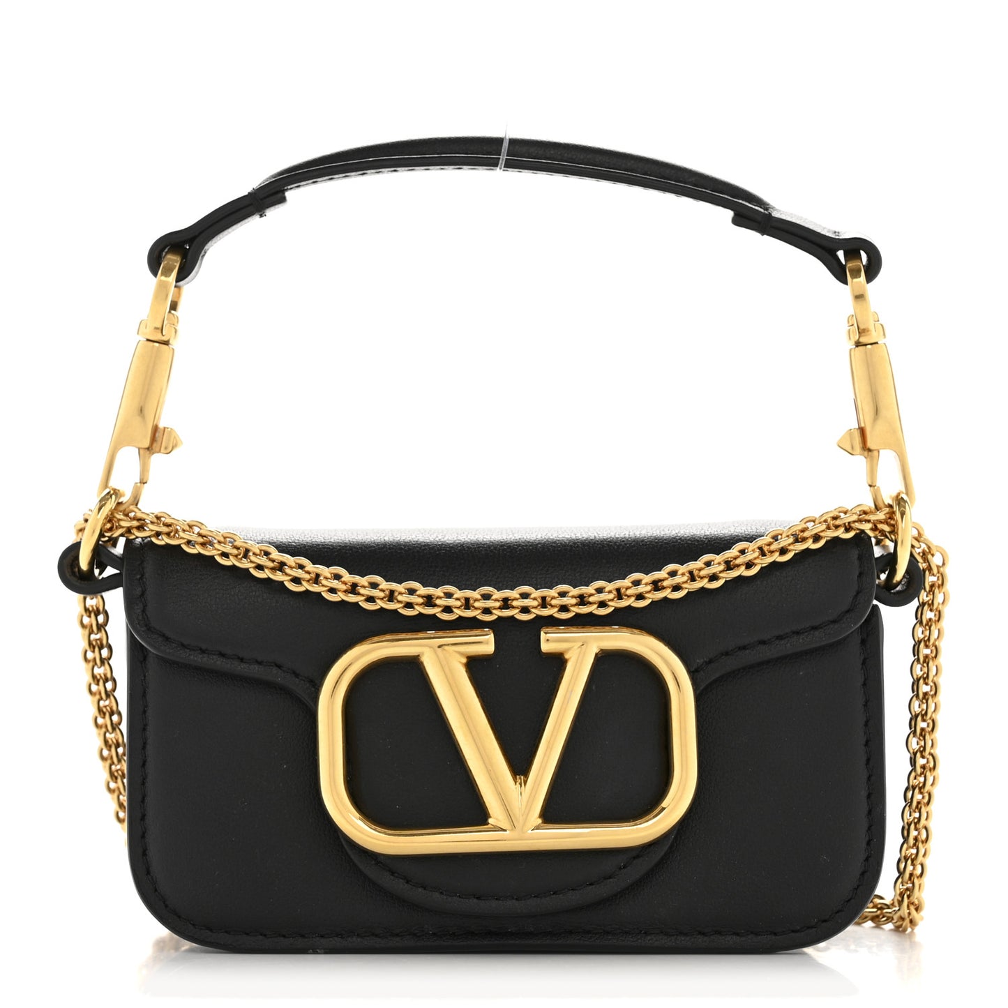 Calfskin Vlogo Micro Loco Shoulder Bag Black