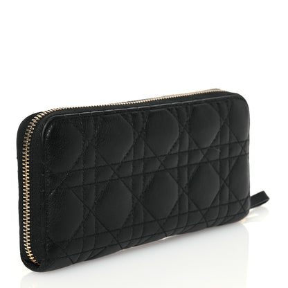 Christian Dior Grained Calfskin Supple Cannage Caro Zip Wallet Black 3 of 13