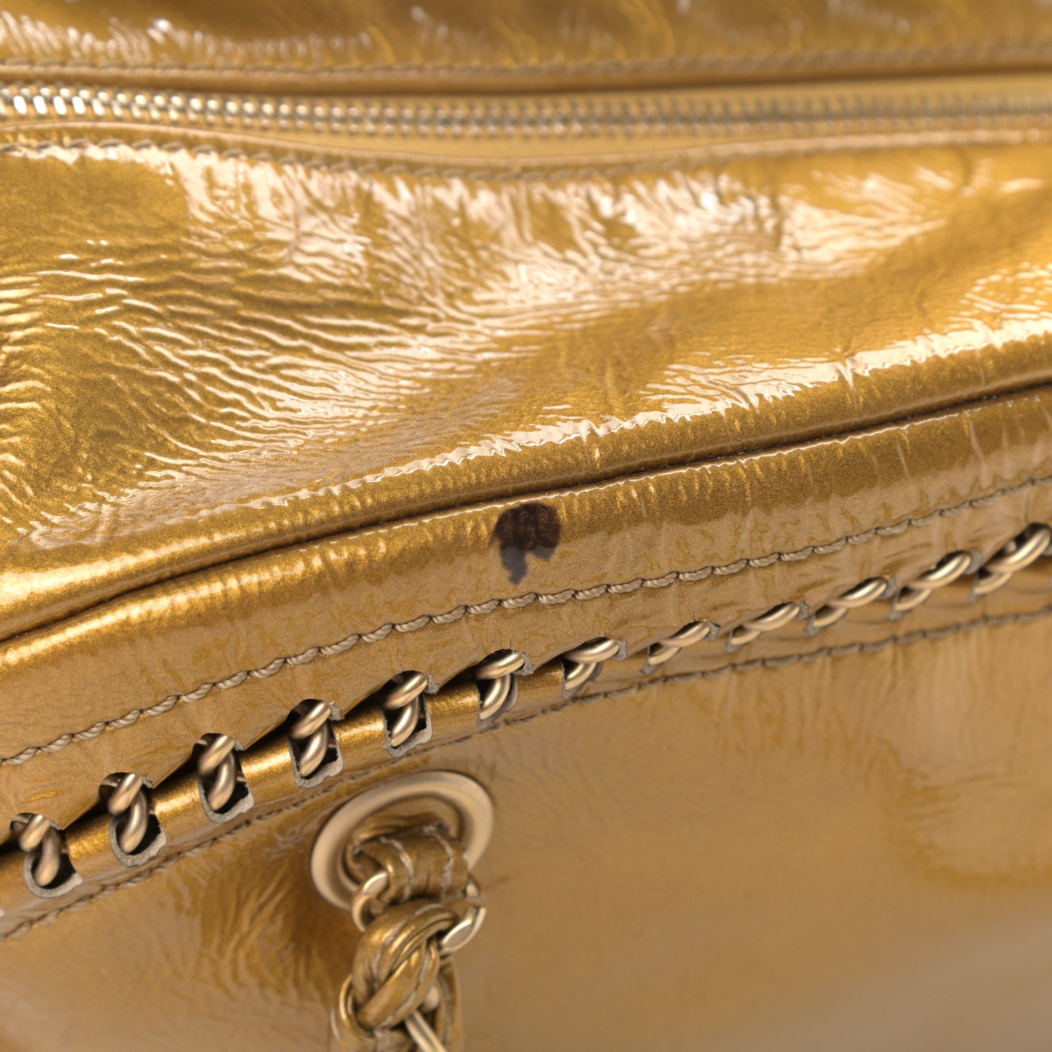 Chanel Patent Medium Luxe Ligne Bowler Gold 12 of 13