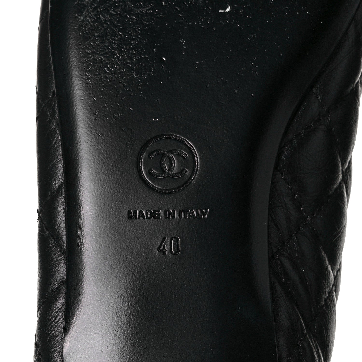 Chanel Aged Calfskin Quilted CC Cap Toe Ballerina Flats 40 Black 6 of 10