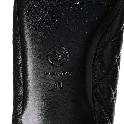 Chanel Aged Calfskin Quilted CC Cap Toe Ballerina Flats 40 Black 6 of 10