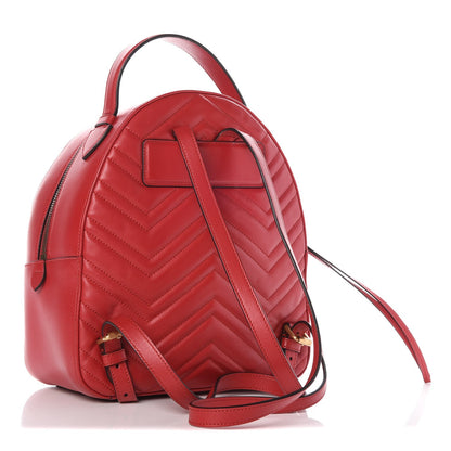Gucci Calfskin Matelasse GG Marmont Dome Backpack Hibiscus Red 3 of 7