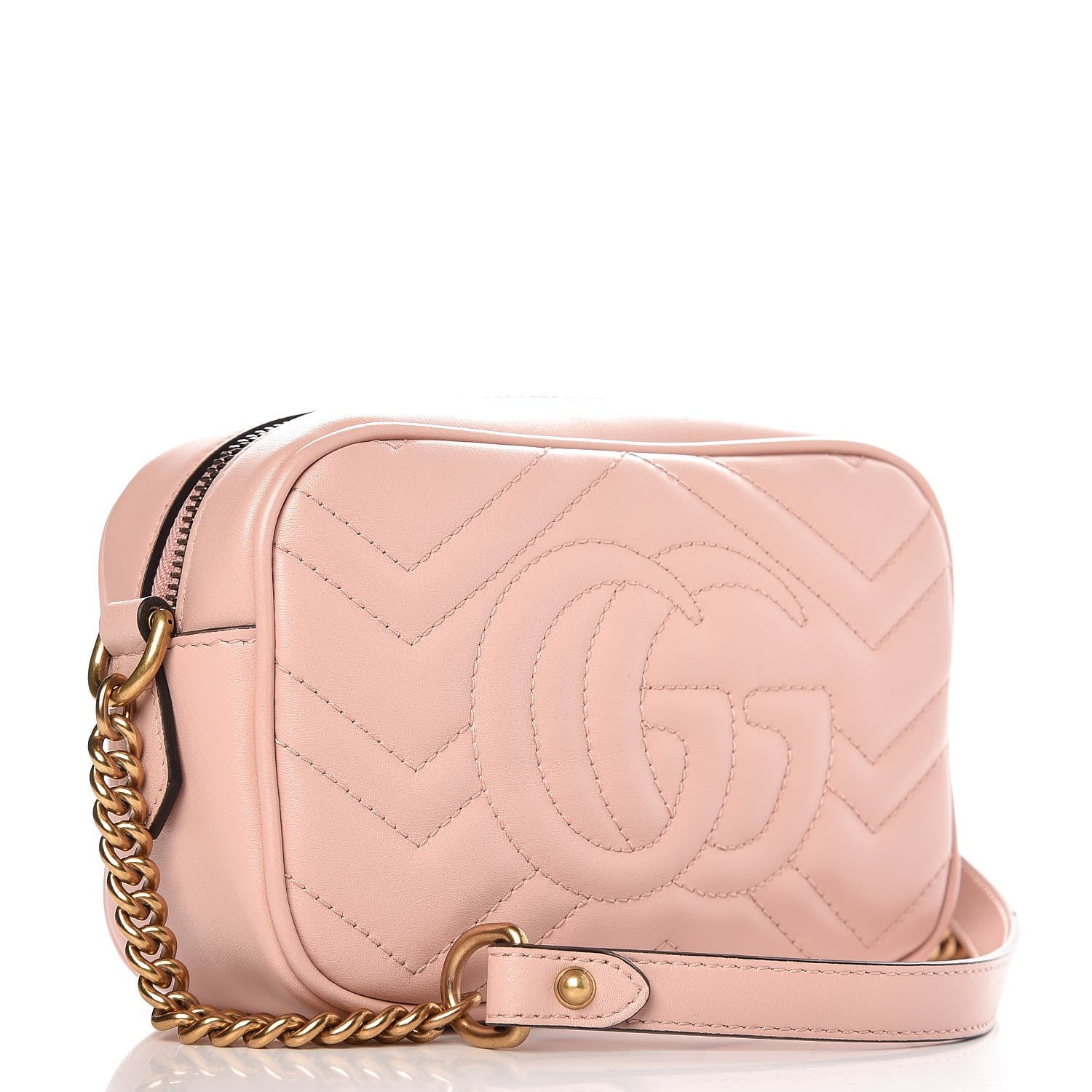 Gucci Calfskin Matelasse Mini GG Marmont Chain Shoulder Bag Perfect Pink 3 of 7