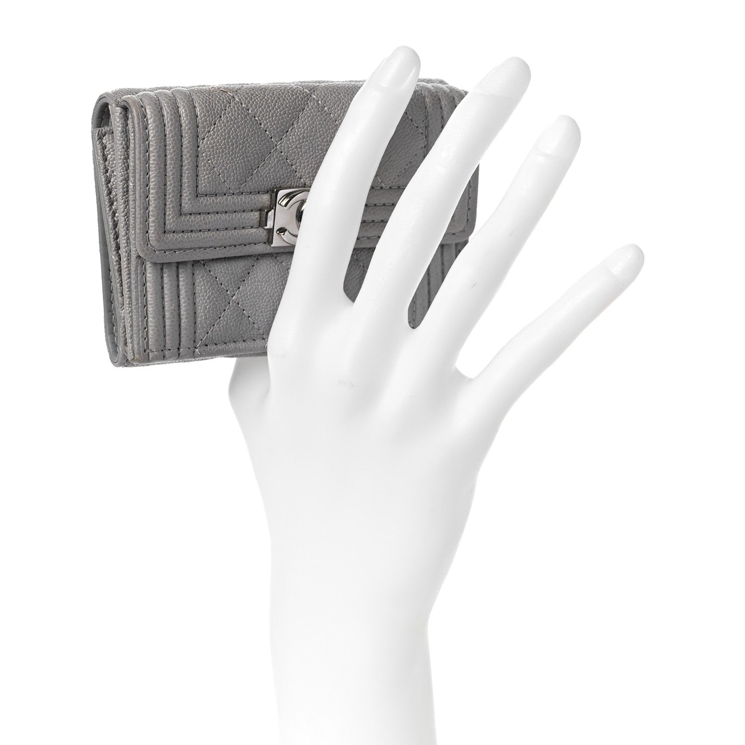 Chanel Caviar Quilted Small Boy Flap Wallet Grey 2 of 11