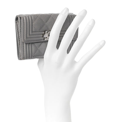 Chanel Caviar Quilted Small Boy Flap Wallet Grey 2 of 11