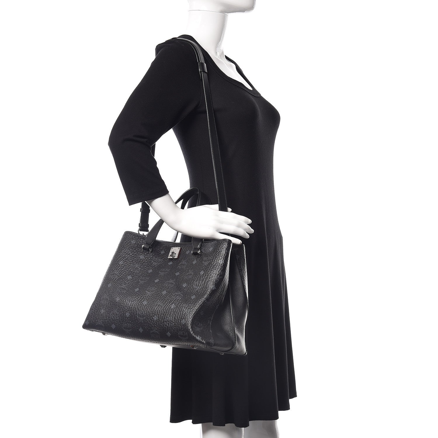 MCM Visetos Large Essential Tote Black 2 of 14