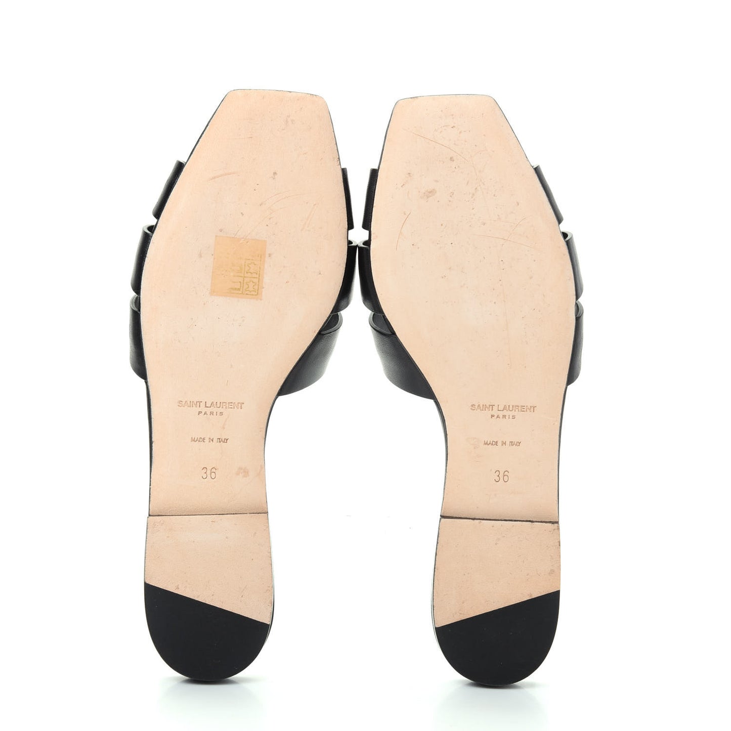 Calfskin Nu Pied 05 Slide Sandals 36 Black