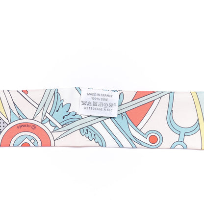 Hermes Silk Washington's Carriage Detail Twilly Creme Aqua Jaune 4 of 4
