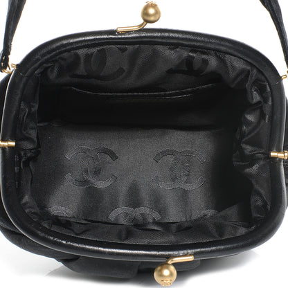 Chanel Satin Pleated Evening Clutch Bag Black 5 of 7