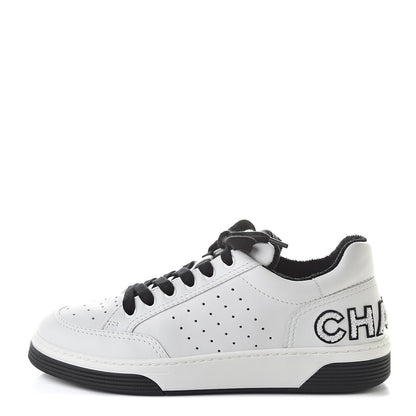 Chanel Calfskin Womens Logo Sneakers 39 Black White 1 of 8