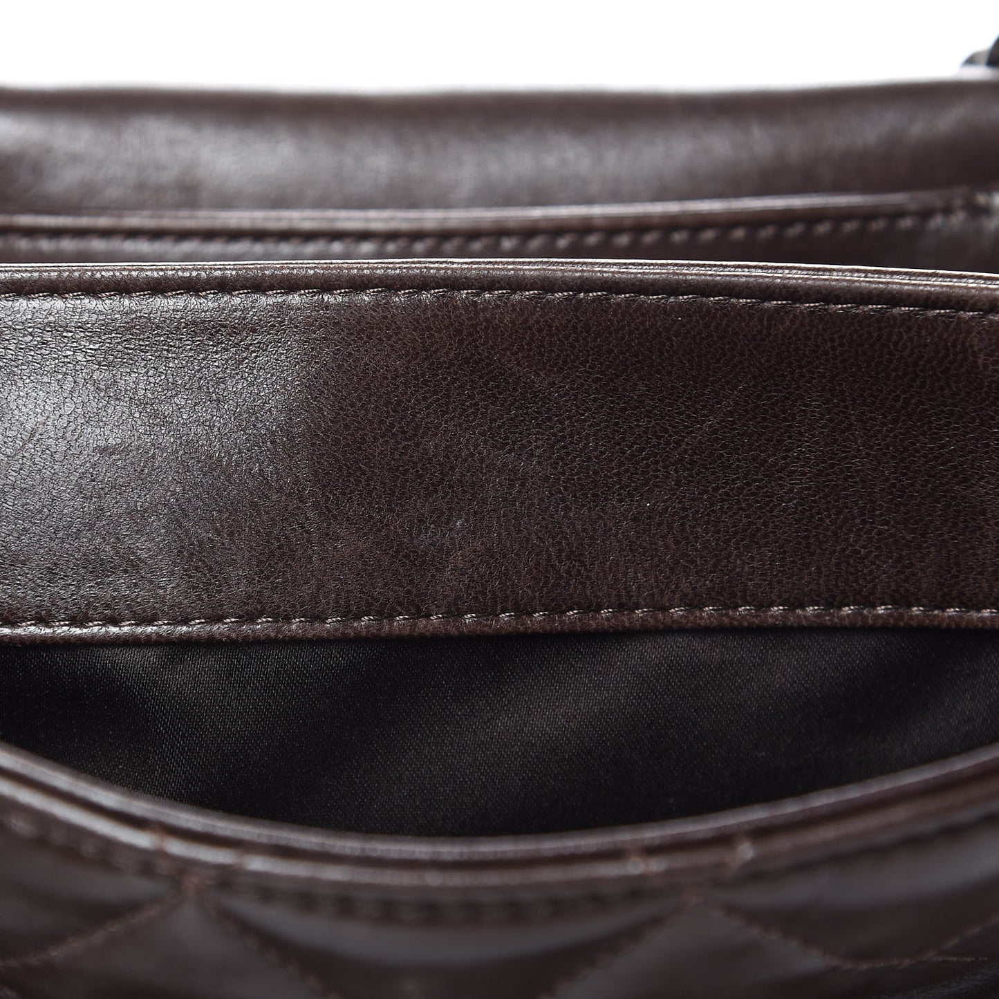 Lambskin Quilted Large 3 Flap Dark Brown