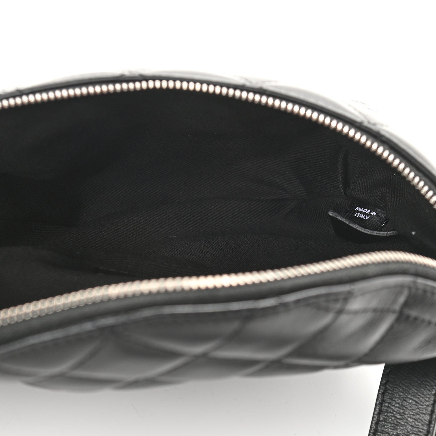Lambskin Quilted Waist Belt Bag Black