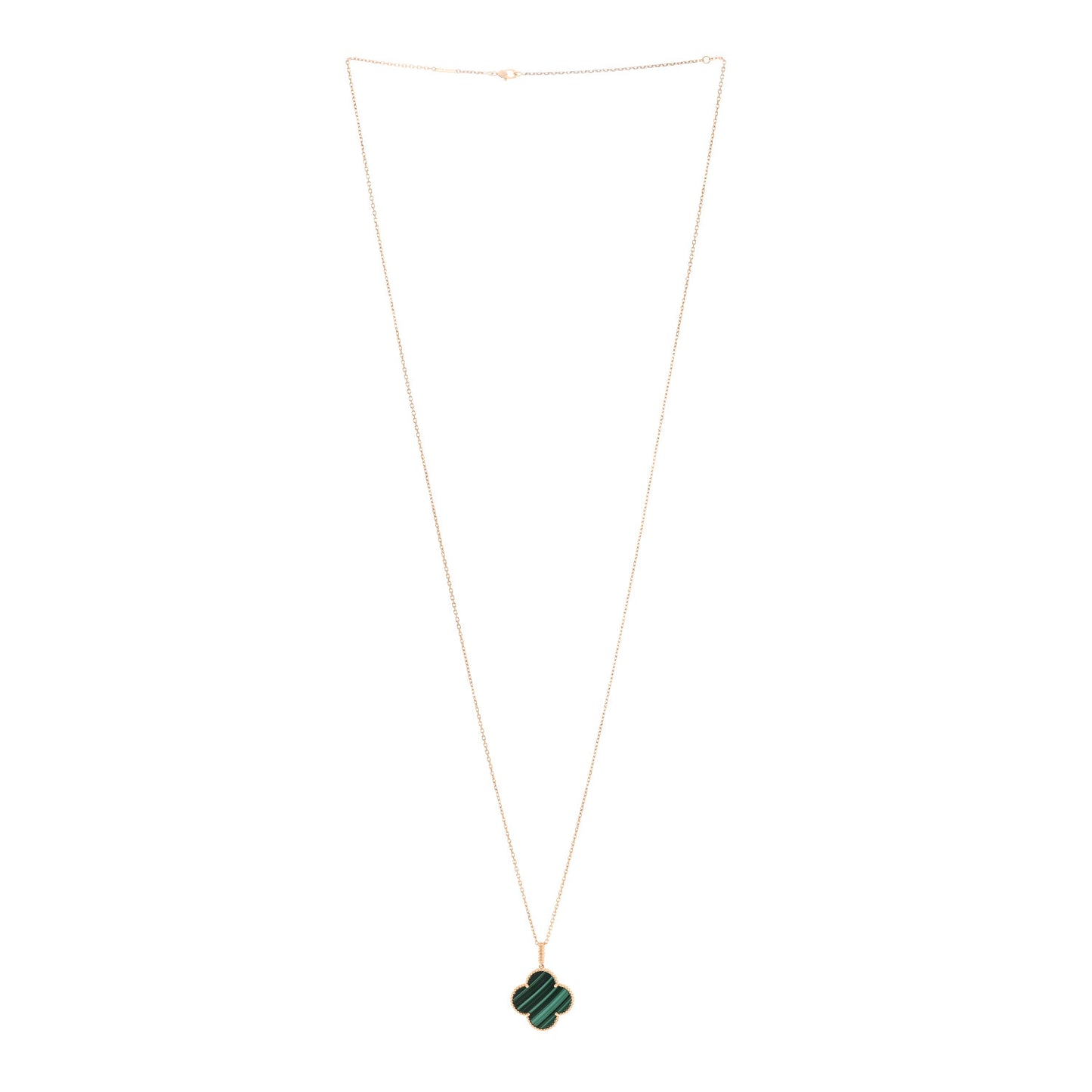 18K Yellow Gold Malachite Magic Alhambra Pendant Necklace