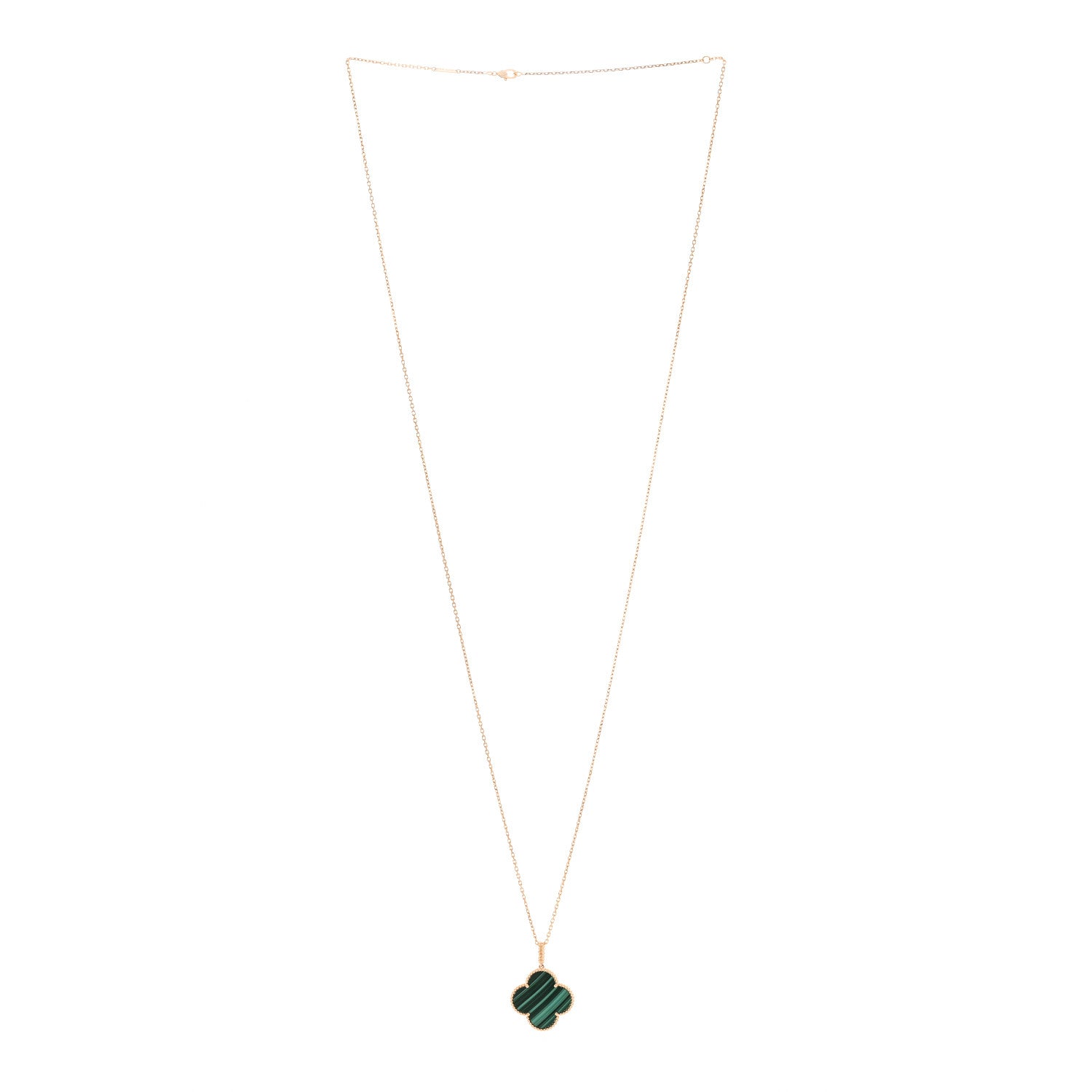 Van Cleef & Arpels 18K Yellow Gold Malachite Magic Alhambra Pendant Necklace 3 of 6