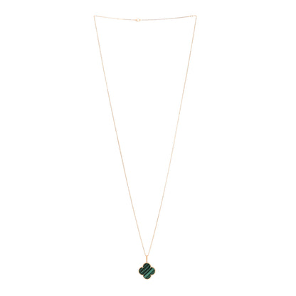 Van Cleef & Arpels 18K Yellow Gold Malachite Magic Alhambra Pendant Necklace 3 of 6
