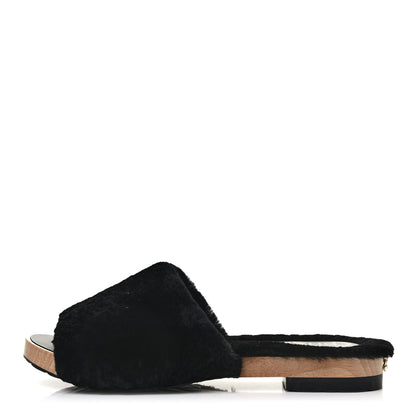 Chanel Rabbit Lambskin Fur Mules 37 Black 1 of 8