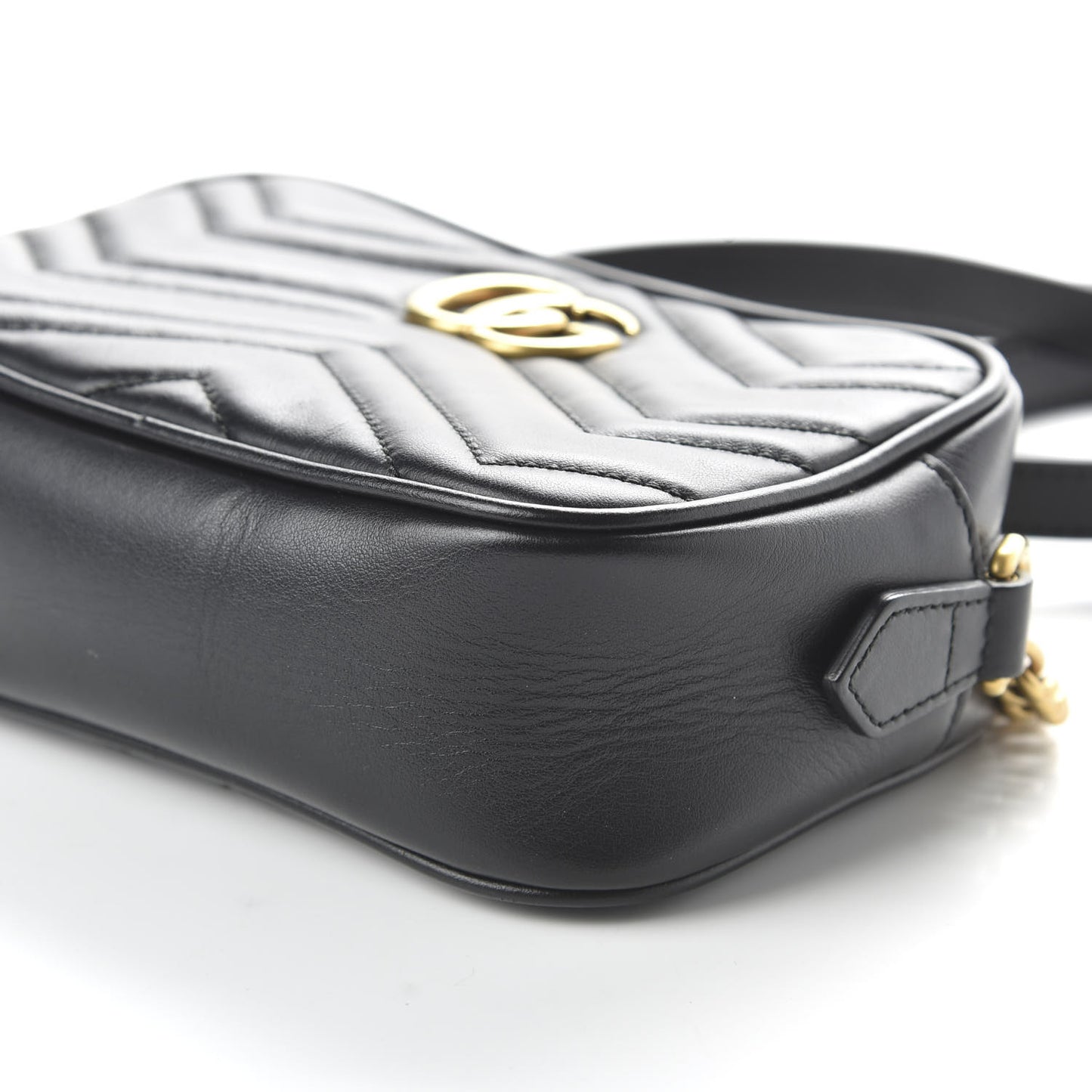 Calfskin Matelasse Mini GG Marmont Chain Shoulder Bag Black