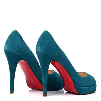 Christian Louboutin Suede Yoyo Zeppa 120 Pumps 38.5 Peacock 4 of 7