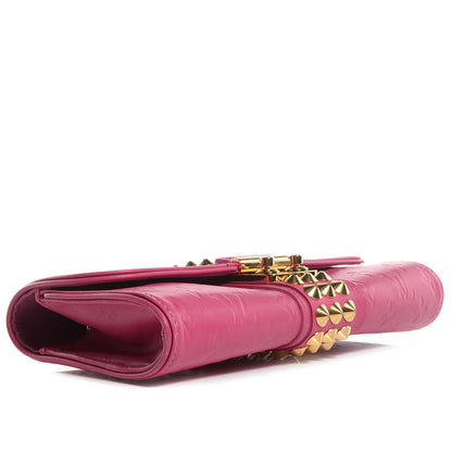 Louis Vuitton Calfskin Embossed Courtney Pochette Clutch Fuchsia 4 of 7