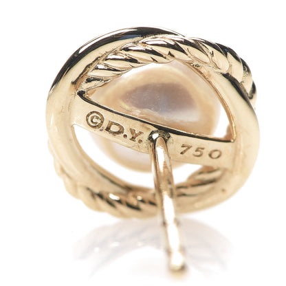 David Yurman 18K Yellow Gold Freshwater Pearl 6mm Infinity Earrings 4 of 4