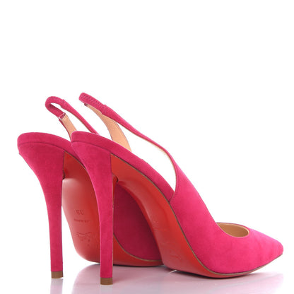 Christian Louboutin Suede Apostrophy 100 Slingback Pumps 38 Cyclamen 5 of 8