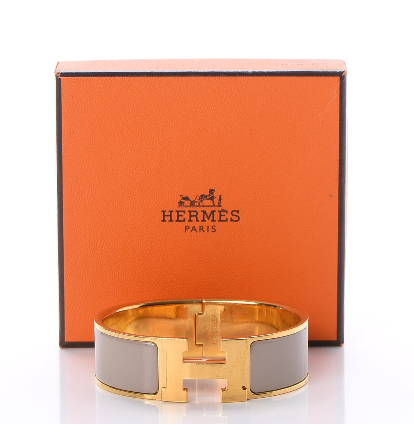 Enamel Wide Clic Clac H Bracelet GM Marron Glace