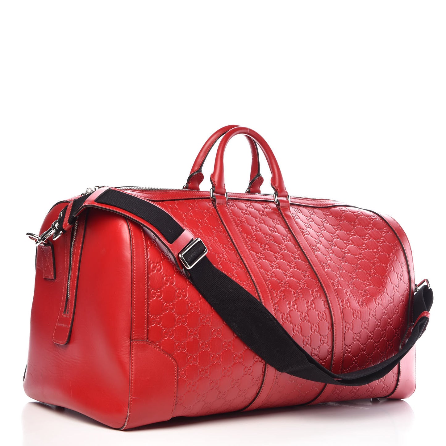Guccissima Signature Large Duffle Hibiscus Red