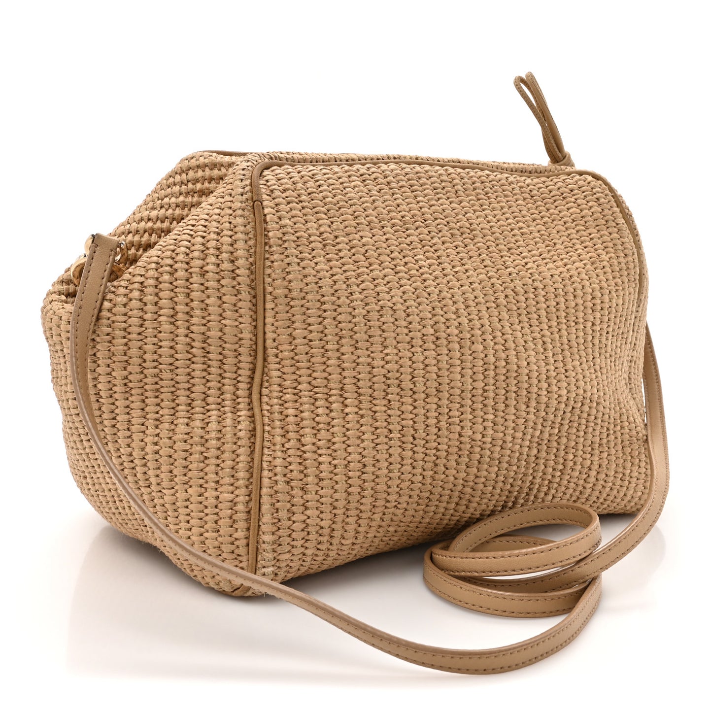 Cotton Raffia Puffy Pouch Clutch Bag