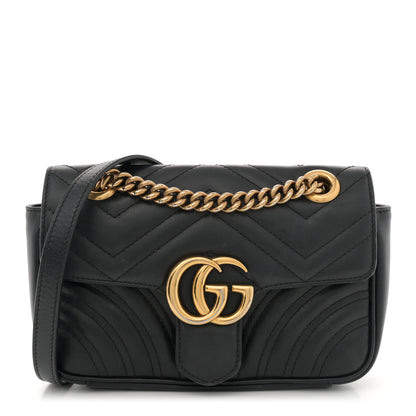 Gucci Calfskin Matelasse Mini GG Marmont Shoulder Bag Black 1 of 15