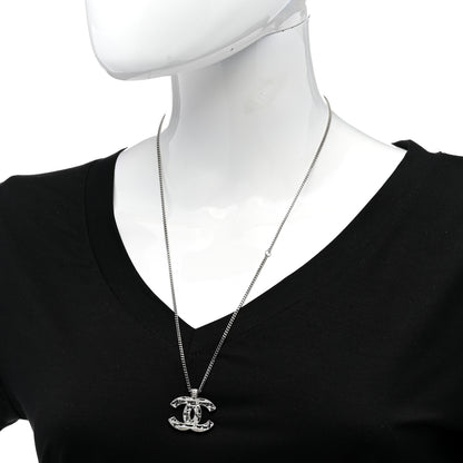 Chanel Crystal Pearl Tweed Effect CC Necklace Blue White 2 of 6