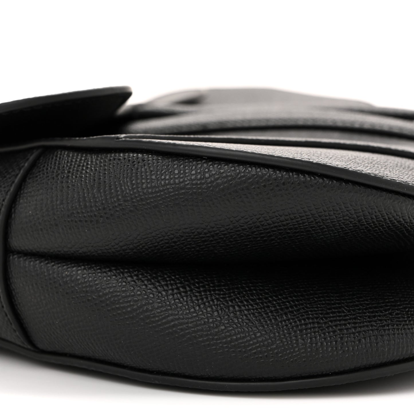 Grained Calfskin Saddle Bag Black