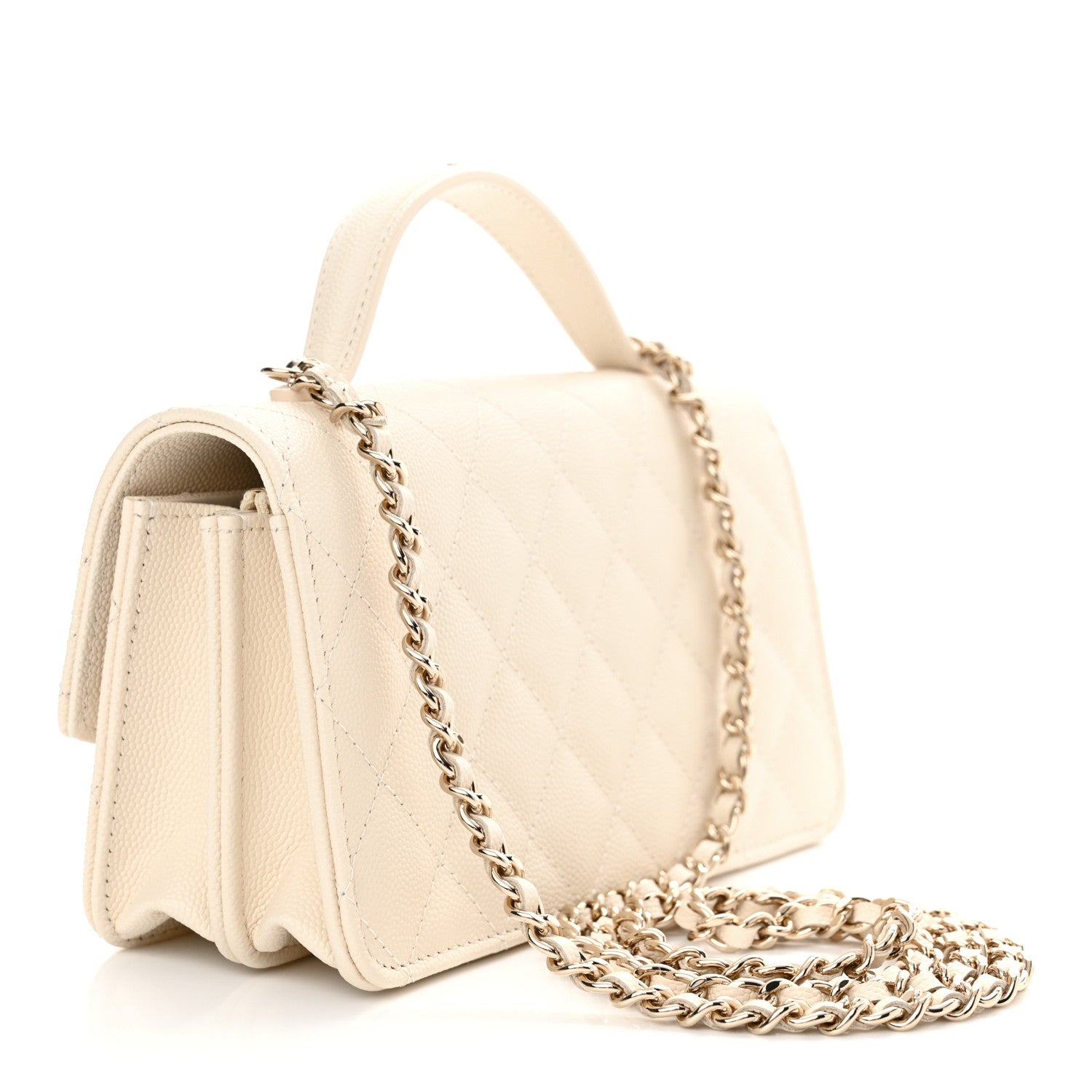 Chanel Caviar Quilted Trendy Handle Clutch With Chain Ecru 3 of 12